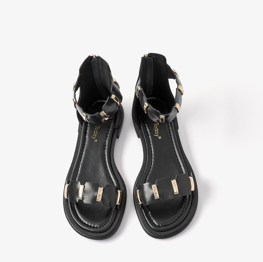 Fairy Strap Leather Sandals – Soft-Sole, Open-Toe Buckle Sandals (EU 35–40)