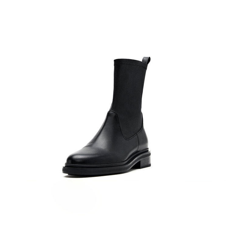 Sheepskin Ankle Boots Platform Block Heels