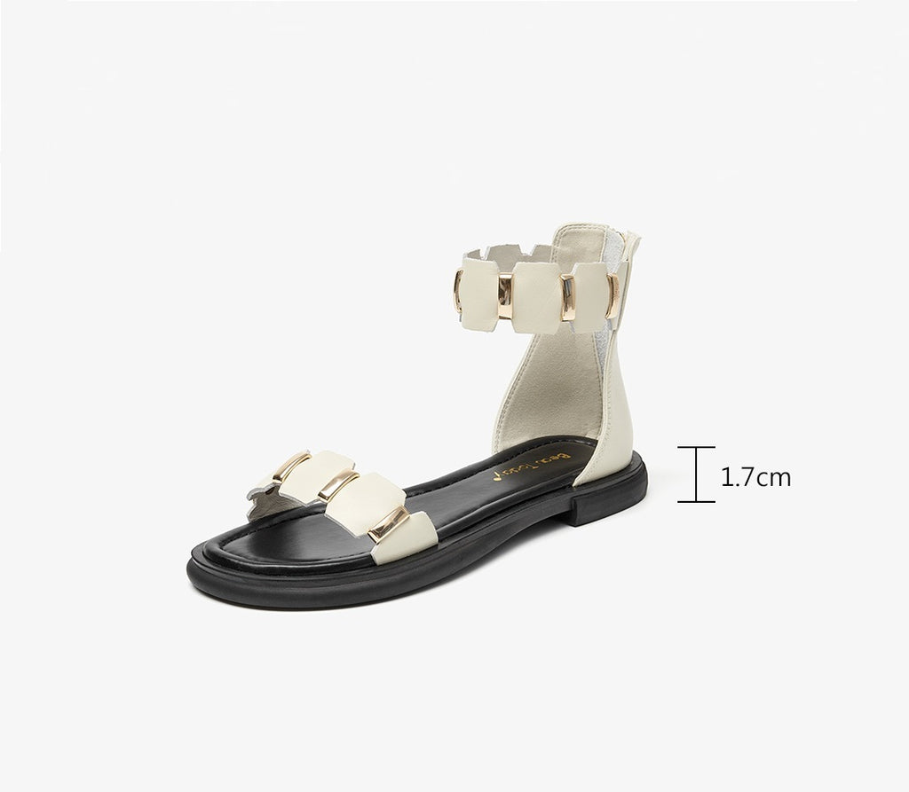 Fairy Strap Leather Sandals – Soft-Sole, Open-Toe Buckle Sandals (EU 35–40)