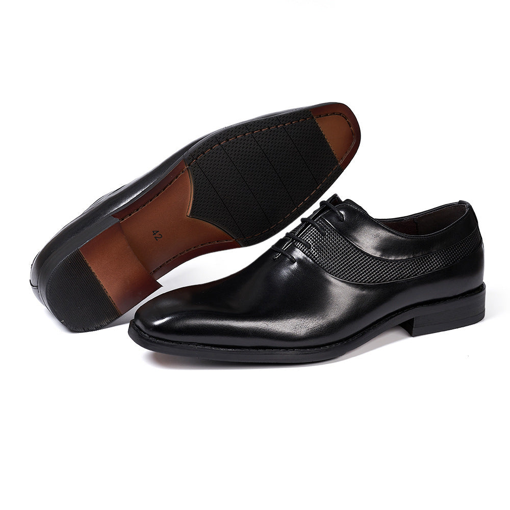 Men’s Pointed-Toe Cowhide Leather Business Shoes – Breathable, Non-Slip Formal Footwear