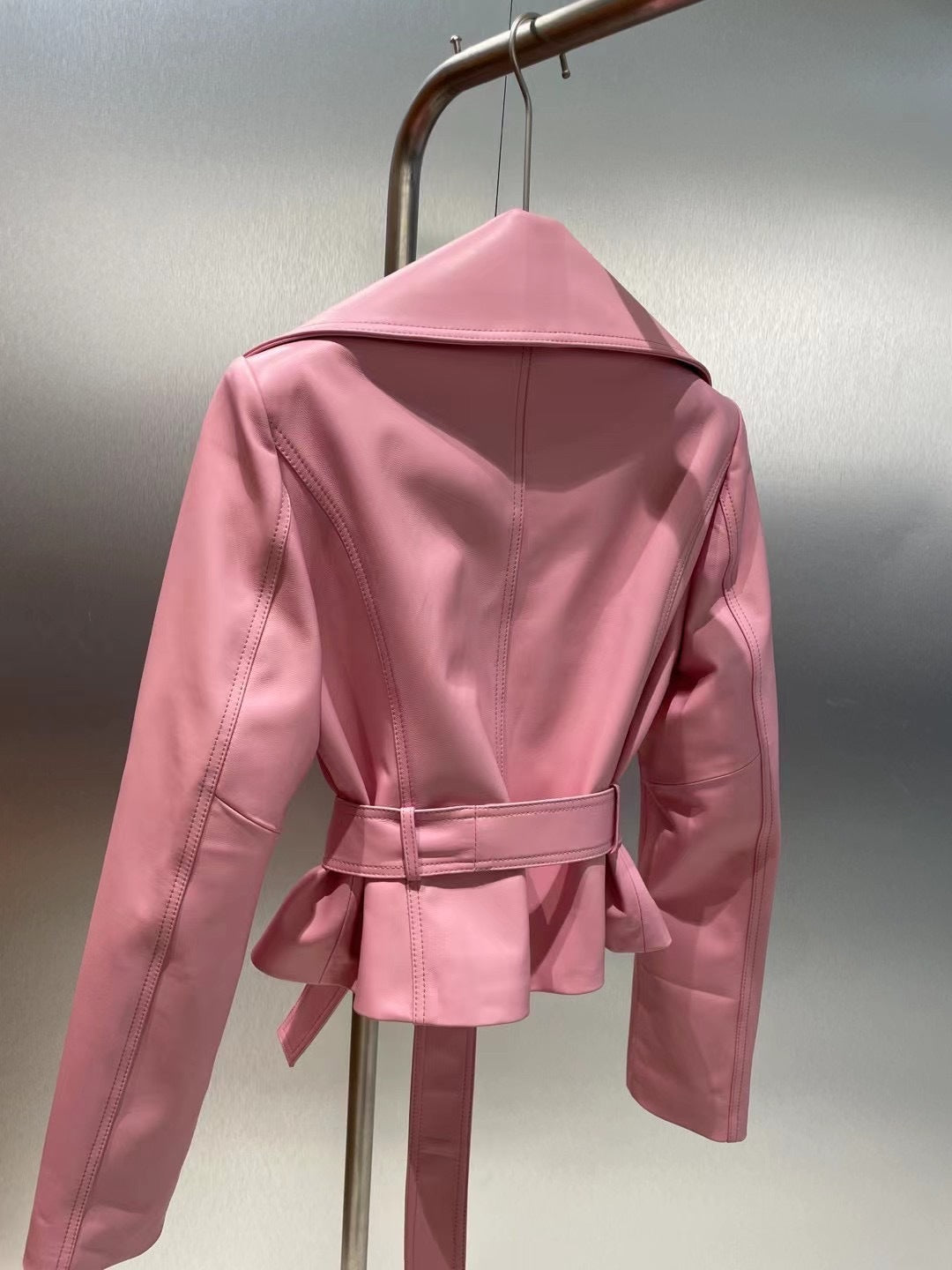 Sheepskin Leather Short  Leather Coat