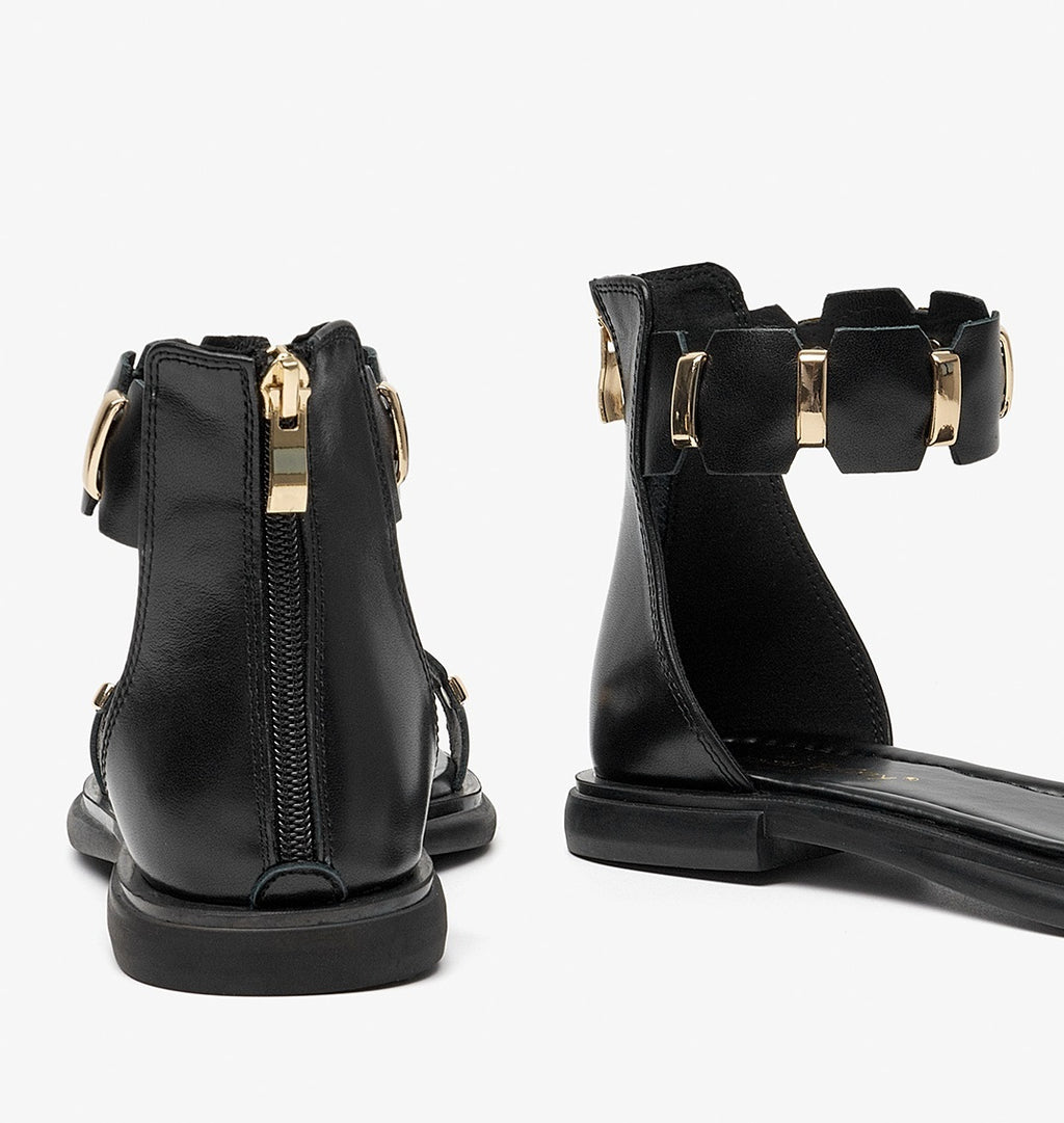 Fairy Strap Leather Sandals – Soft-Sole, Open-Toe Buckle Sandals (EU 35–40)