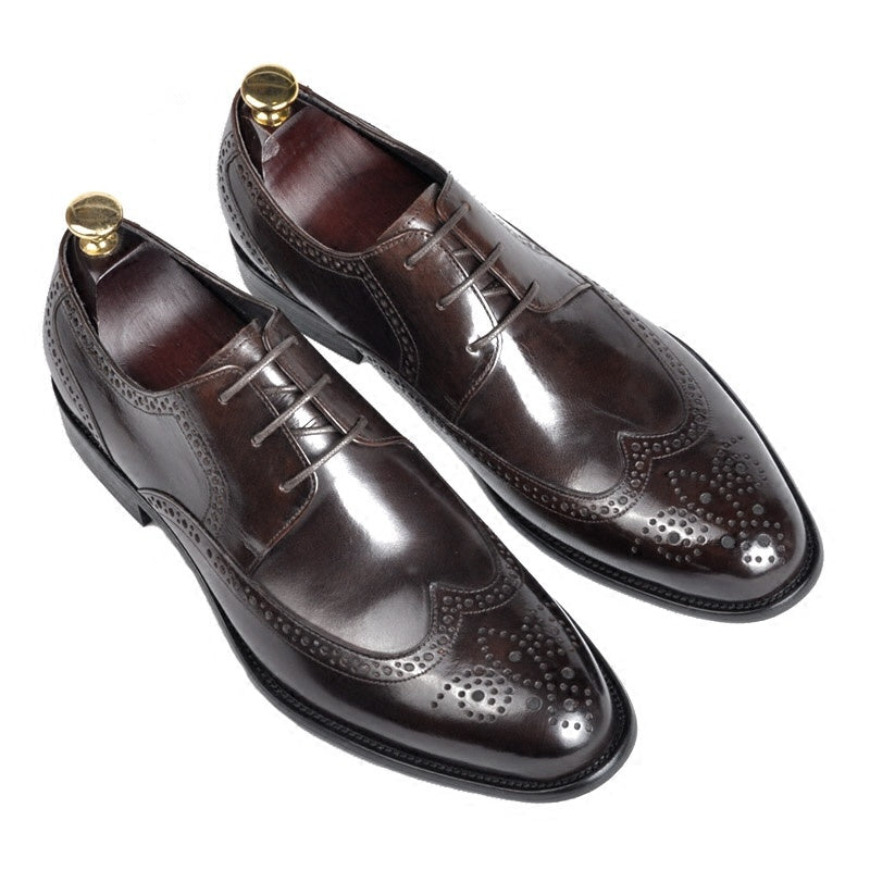 Handmade Genuine Leather Men's Pointed Toe Business Shoes