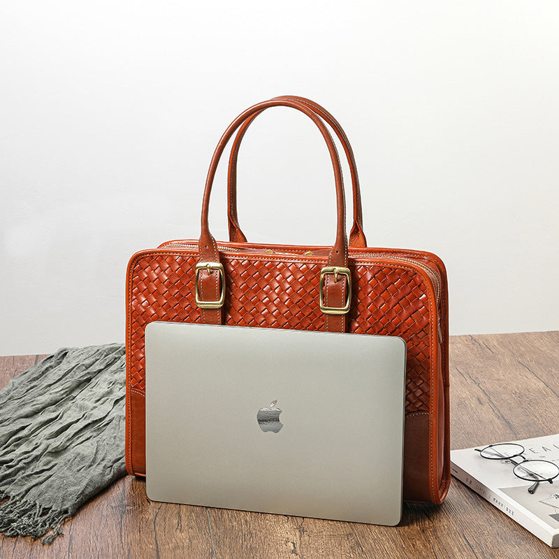 Women's Hand-woven Full-grain Cowhide Leather Handbag