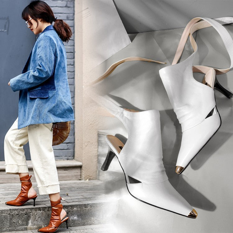 Women's Pointed Metal Toe Hollow Stilettos