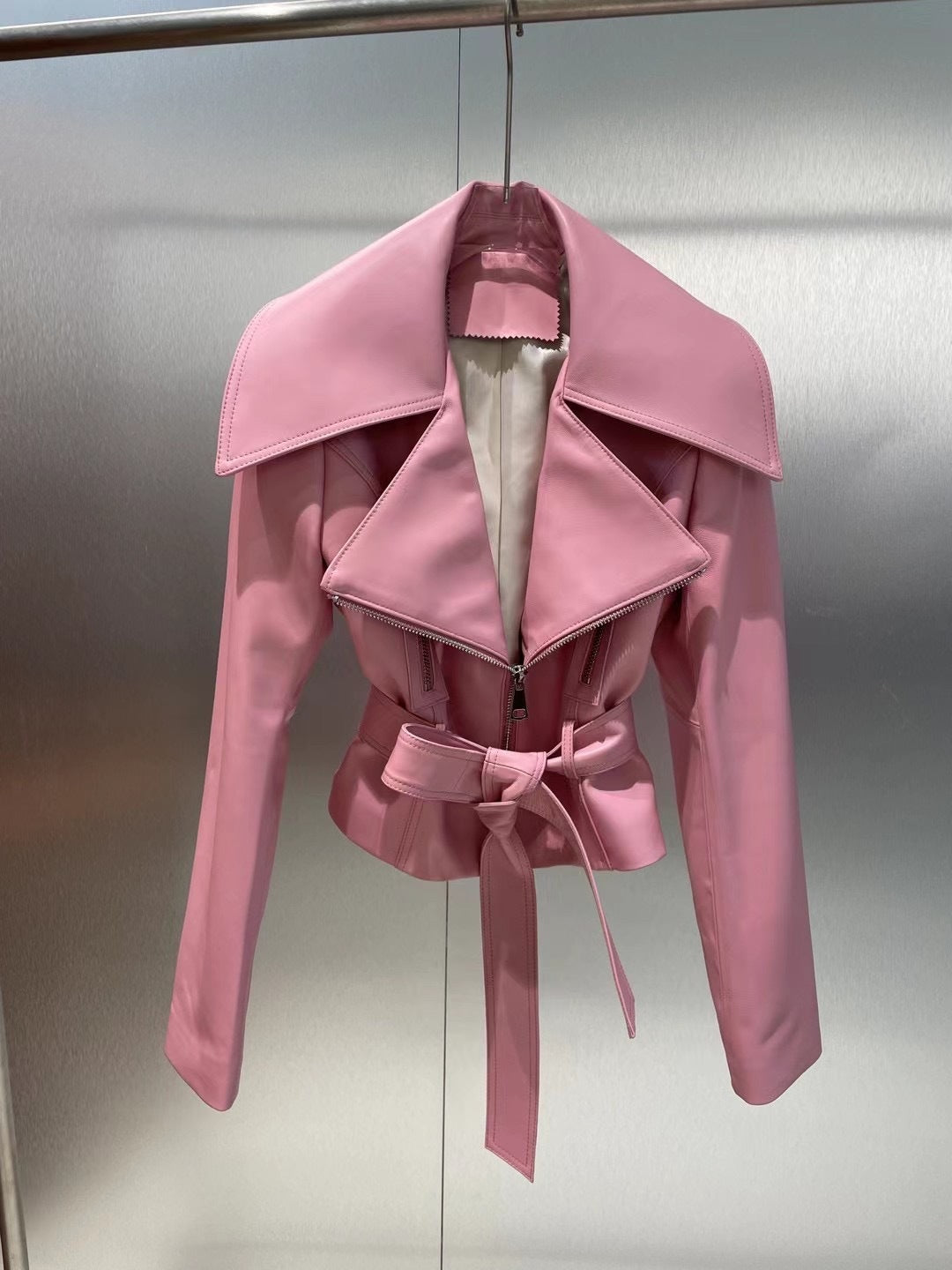 Sheepskin Leather Short  Leather Coat