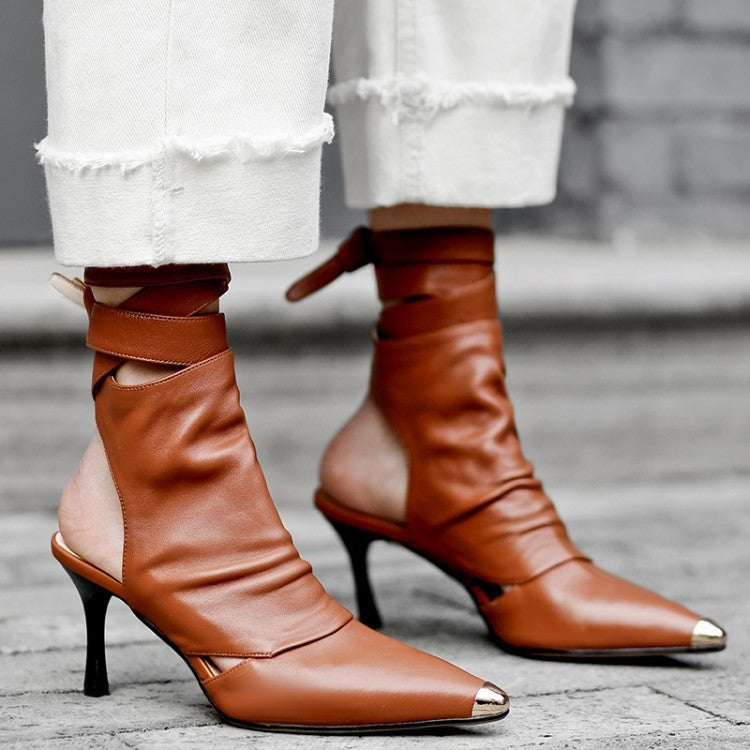 Women's Pointed Metal Toe Hollow Stilettos