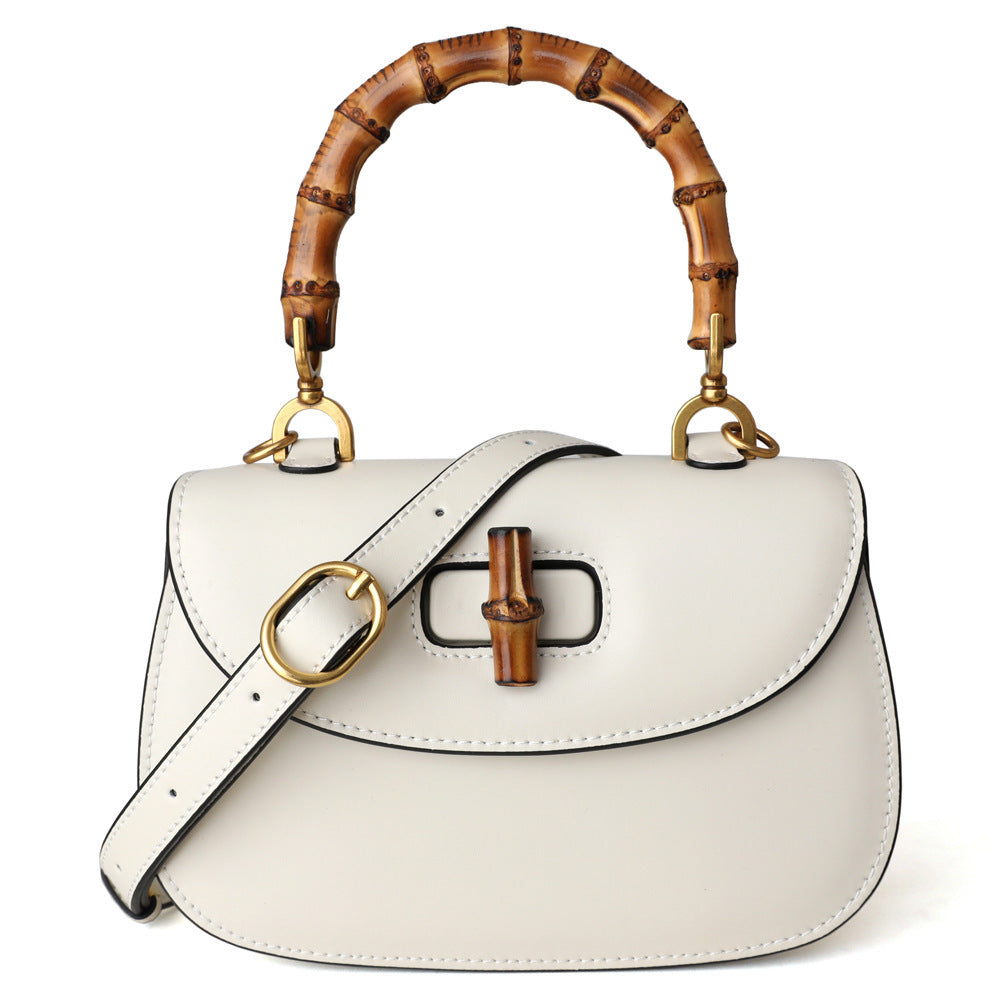 Retro Bamboo Saddle One Shoulder Slant Leather Handbag