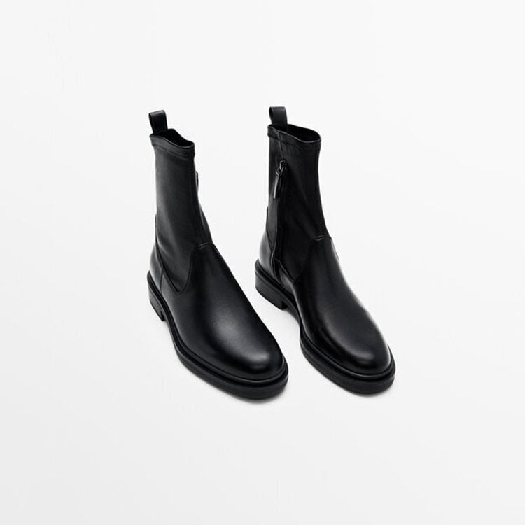 Sheepskin Ankle Boots Platform Block Heels