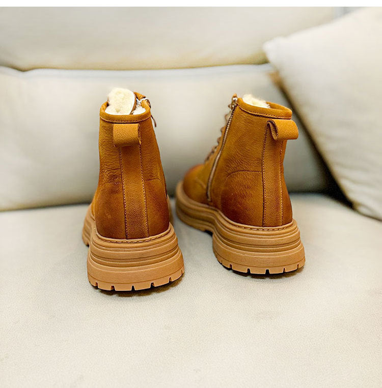 Sheepskin Fur Snow Boots Men's Thick Bottom Non-slip Boots