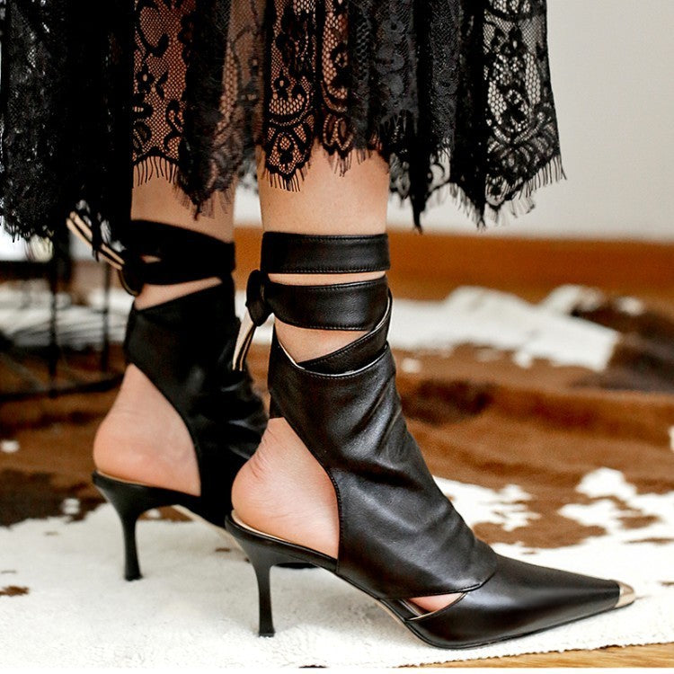 Women's Pointed Metal Toe Hollow Stilettos