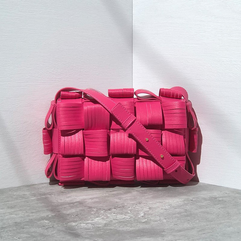 Leather Woven One Shoulder Messenger Bag