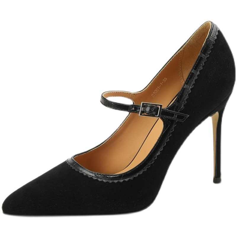 Sheepskin Women’s Stiletto Heels – Ankle-Strap Pointed-Toe Pumps
