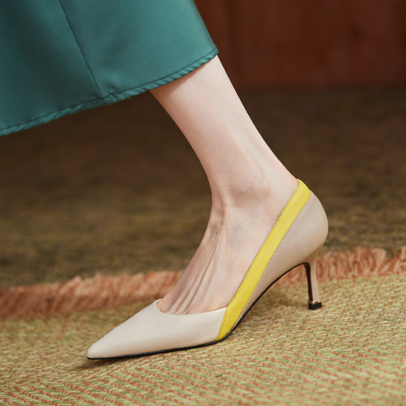 Women's Pointed High Heel Color-blocking Stiletto Heels