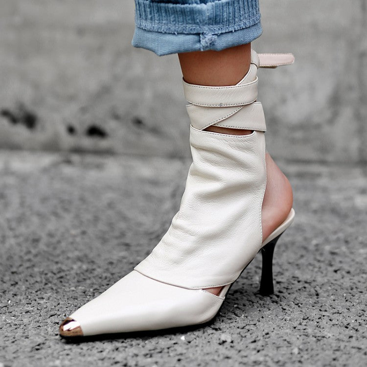 Women's Pointed Metal Toe Hollow Stilettos