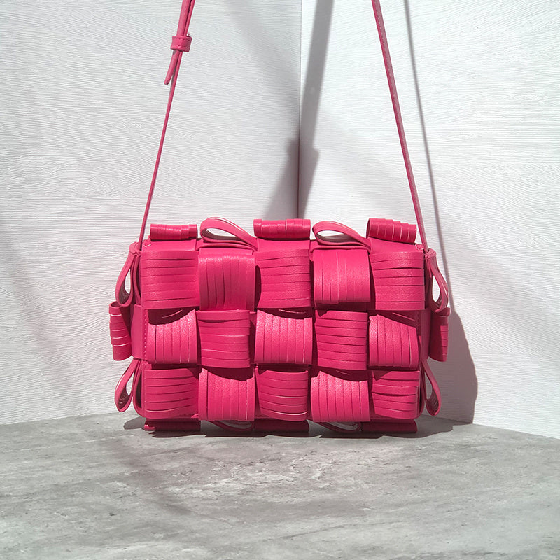 Leather Woven One Shoulder Messenger Bag