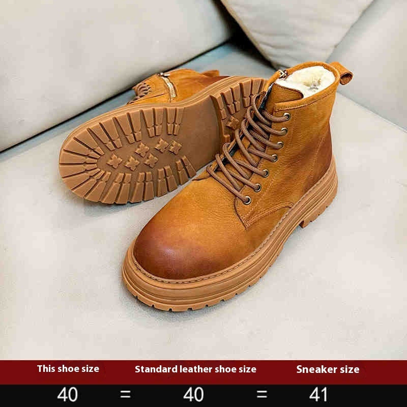 Sheepskin Fur Snow Boots Men's Thick Bottom Non-slip Boots