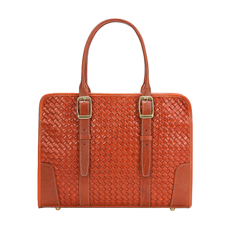Women's Hand-woven Full-grain Cowhide Leather Handbag