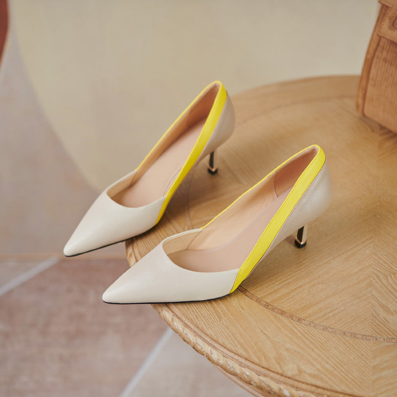 Women's Pointed High Heel Color-blocking Stiletto Heels