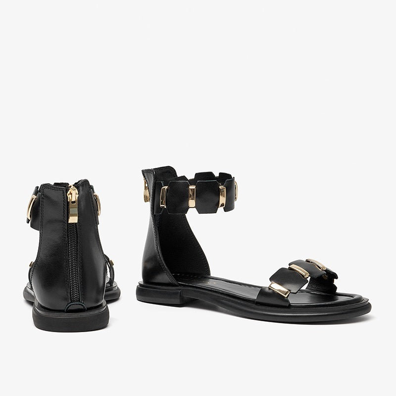 Fairy Strap Leather Sandals – Soft-Sole, Open-Toe Buckle Sandals (EU 35–40)