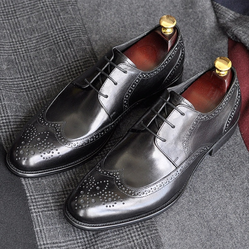 Handmade Genuine Leather Men's Pointed Toe Business Shoes