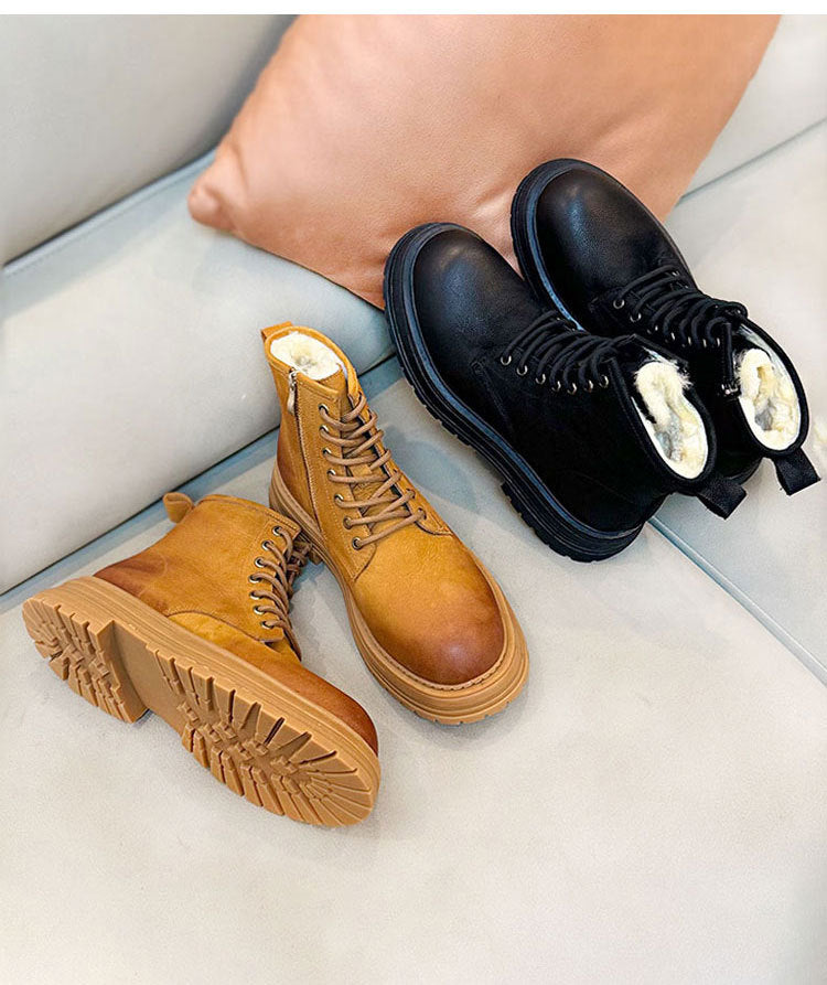 Sheepskin Fur Snow Boots Men's Thick Bottom Non-slip Boots