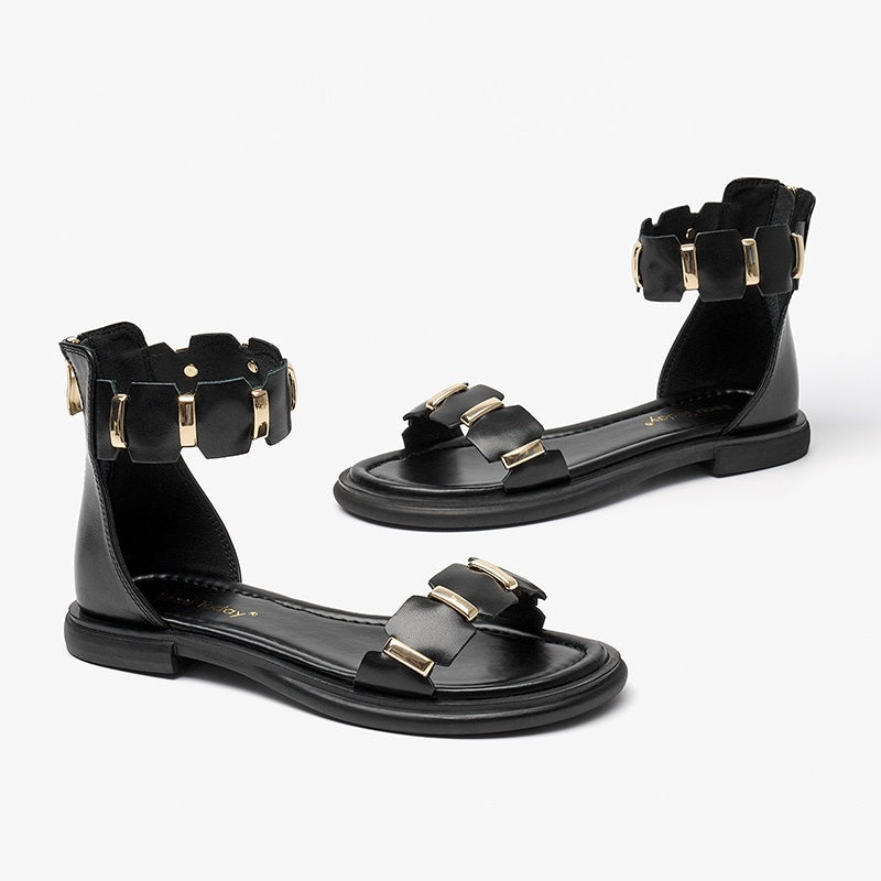 Fairy Strap Leather Sandals – Soft-Sole, Open-Toe Buckle Sandals (EU 35–40)