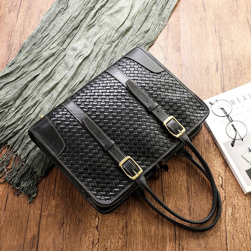 Women's Hand-woven Full-grain Cowhide Leather Handbag