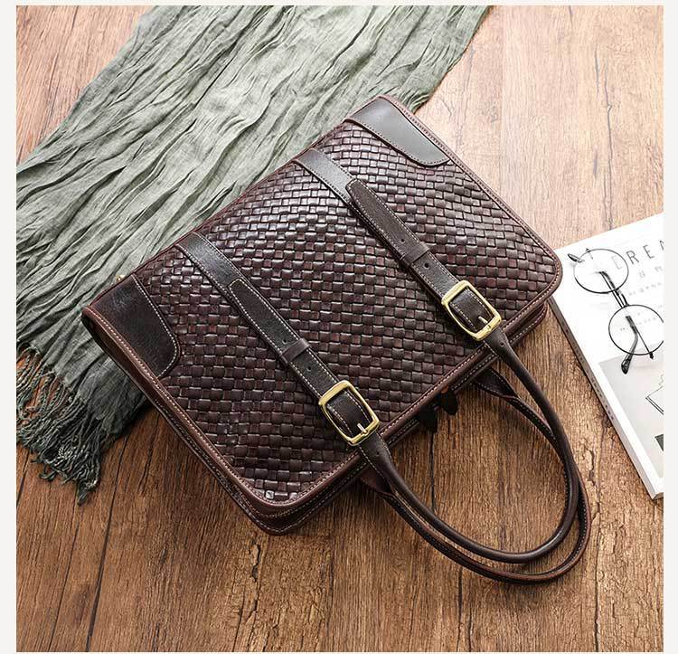 Women's Hand-woven Full-grain Cowhide Leather Handbag