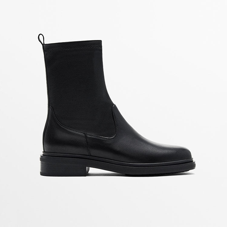 Sheepskin Ankle Boots Platform Block Heels
