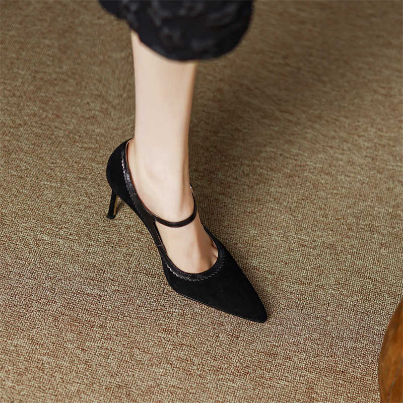 Sheepskin Women’s Stiletto Heels – Ankle-Strap Pointed-Toe Pumps