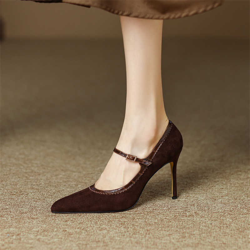 Sheepskin Women’s Stiletto Heels – Ankle-Strap Pointed-Toe Pumps