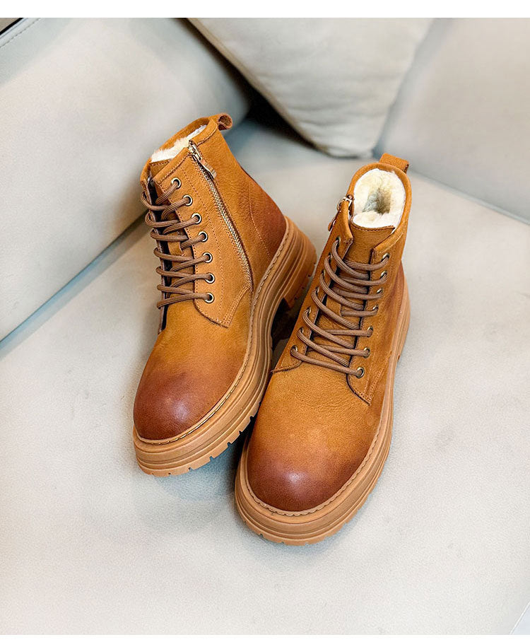 Sheepskin Fur Snow Boots Men's Thick Bottom Non-slip Boots