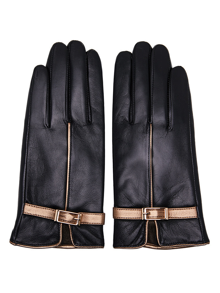 Luxury Women’s Sheepskin Black Driving Gloves