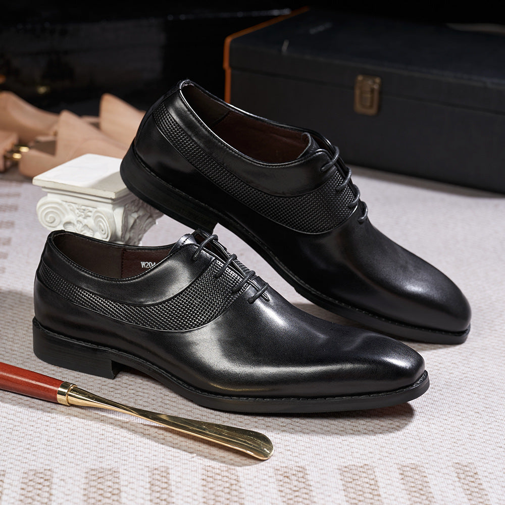 Men’s Pointed-Toe Cowhide Leather Business Shoes – Breathable, Non-Slip Formal Footwear