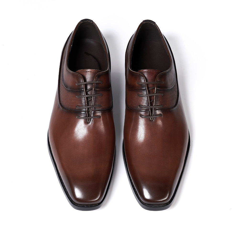 Men’s Pointed-Toe Cowhide Leather Business Shoes – Breathable, Non-Slip Formal Footwear