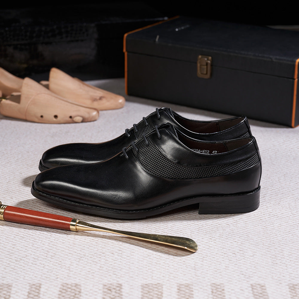 Men’s Pointed-Toe Cowhide Leather Business Shoes – Breathable, Non-Slip Formal Footwear