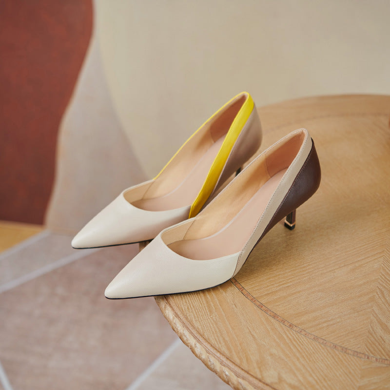 Women's Pointed High Heel Color-blocking Stiletto Heels